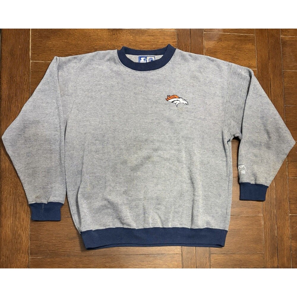 Vintage 90s Denver Broncos Men’s Size XL Starter Grey Crewneck Sweater